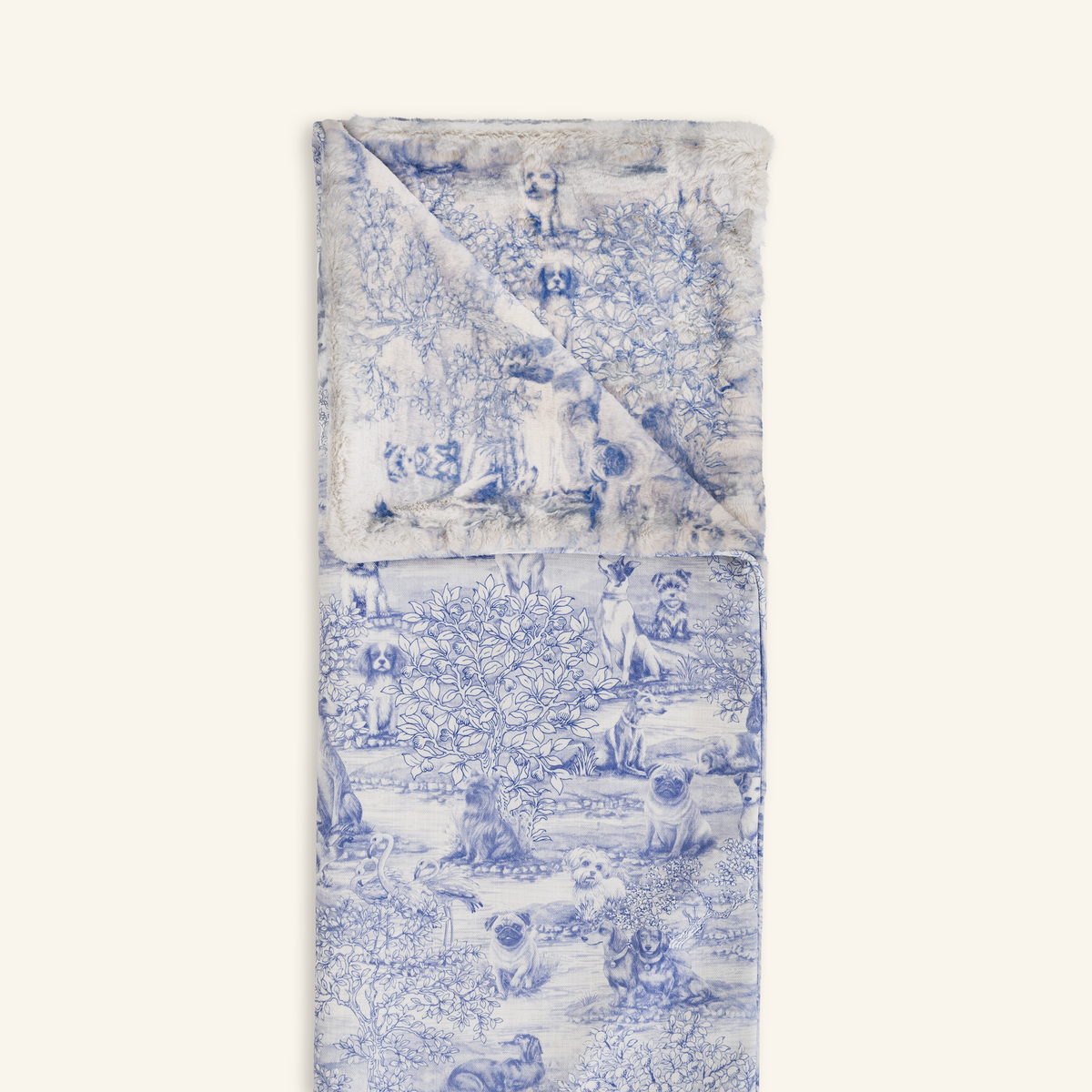 Manta Clyde doblada a lo largo, toile de Jouy azul#Couleur_Bleu