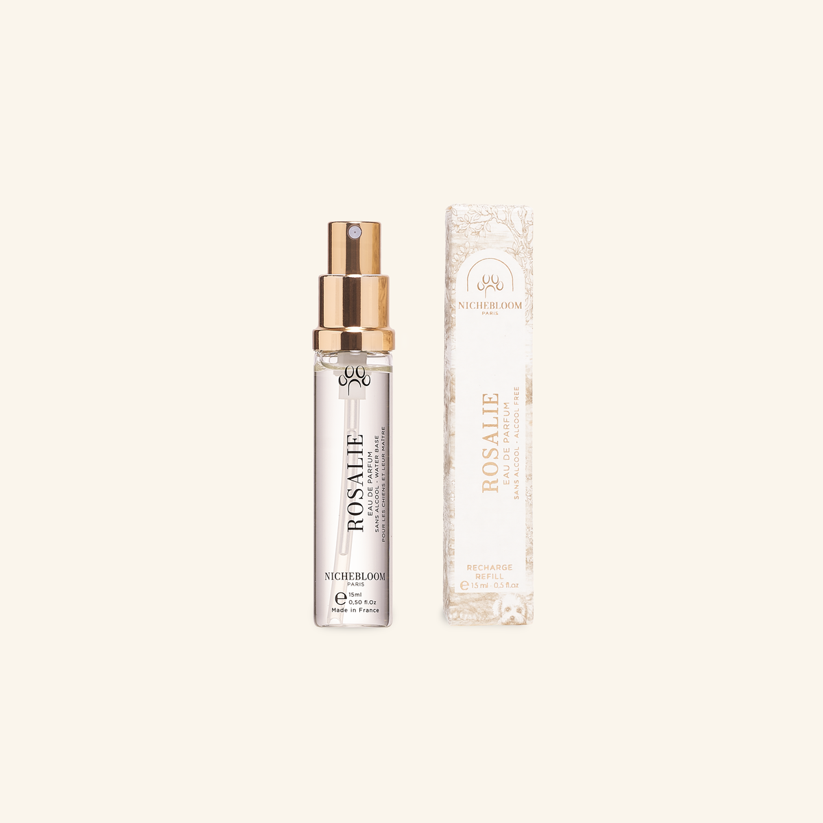 Rosalie Nomade refill: 15 ml bottle and its sleeve