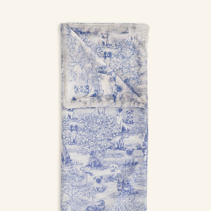 Plaid Rosalie plié en long, toile de Jouy or