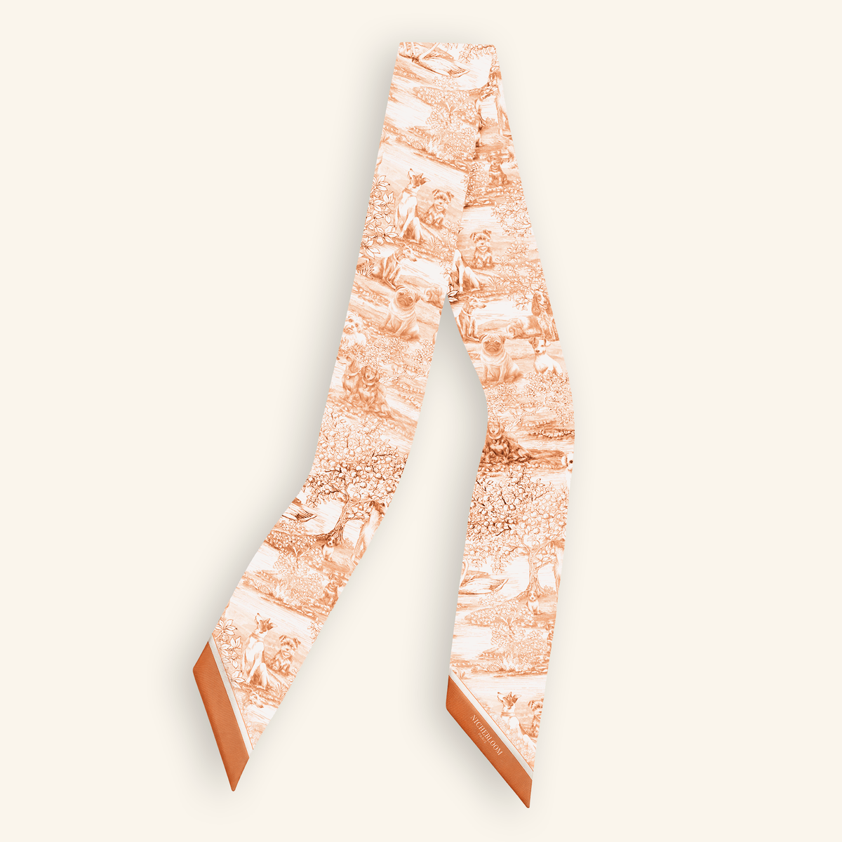Ruban en twill de soie César à plat, toile de Jouy orange#Couleur_Orange